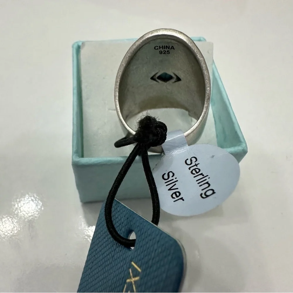 Charlotte & Lexi Turquoise Ring Sterling Silver Native American Style Size 6 NWT